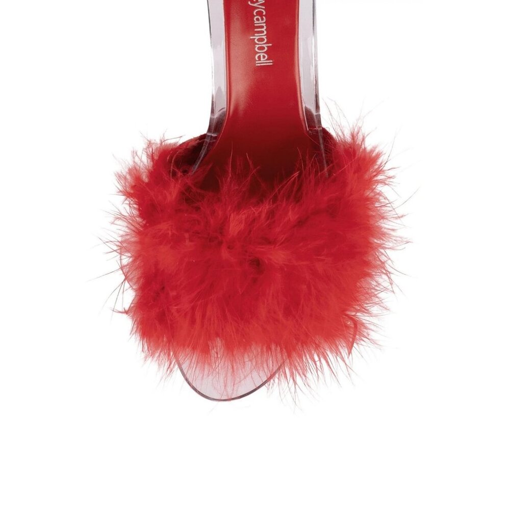Jeffrey Campbell Luxuries Acrylic Sandal with Red Genuine Feather Size US 6 - Picture 4 of 6